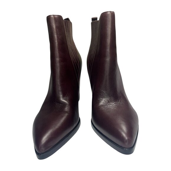 Marc Fisher ALVA Womens Brown Leather Ankle Boots Size 9.5M With Block Heels - Picture 2 of 9